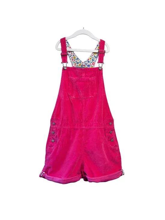 MINI BODEN Pink Corduroy Shortalls Girls 11-12 Cotton Overalls Bib Shorts Spring - Picture 1 of 9